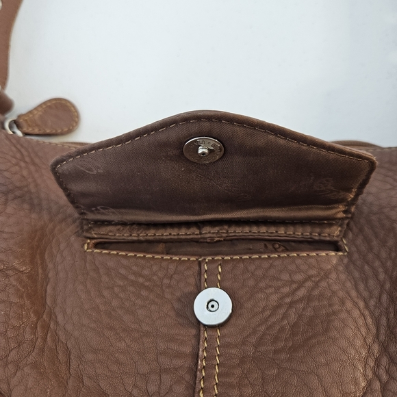 Fossil Shoulder Bag Brown Pebble Leather Studded Accents Y2k Vintage - Picture 3 of 16